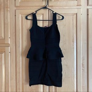 Bodycon Peplum Black Midi Dress Small